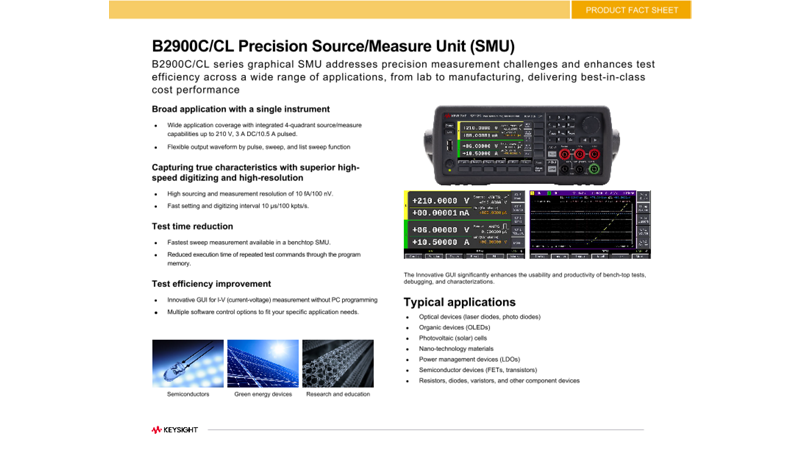 B2900C/CL Precision Source/Measure Unit (SMU)